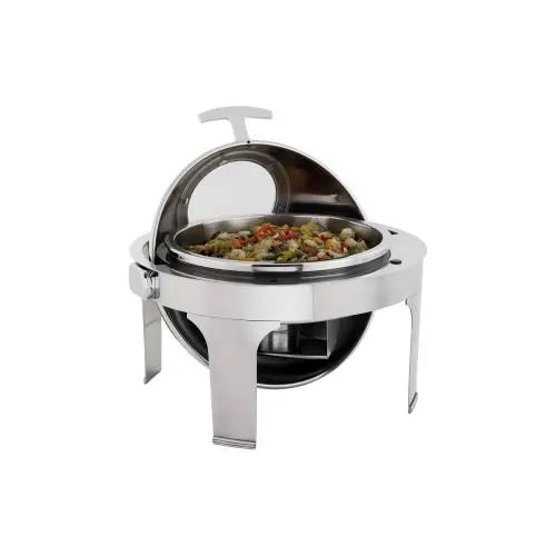 CHAFING DISH S/S - ROLL TOP ROUND WITH WINDOW 6.8LT