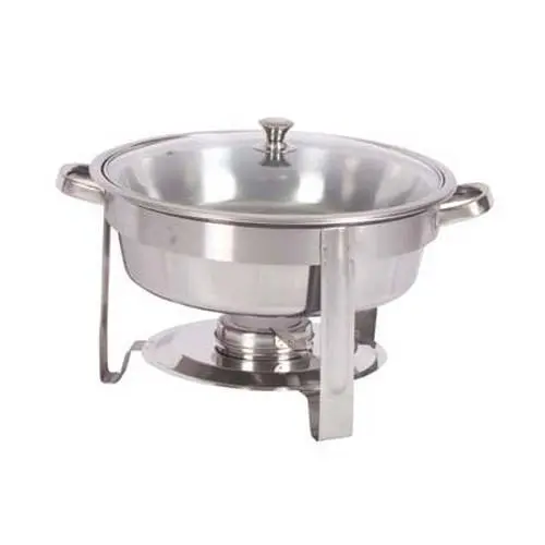 CHAFER INDUCTION ROUND ‘SMART W’ WITH GLASS LID - 18/10 S/STEEL 440MM X 490MM X 195MM 6.5LT