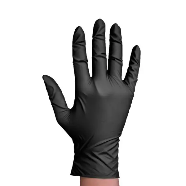 DISPOSABLE NITRILE POWDER FREE GLOVES - MEDIUM - BLACK - PACK OF 100