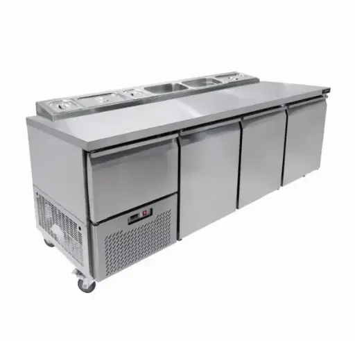 [UPS7024-R02] UNDERBAR WITH PIZZA TOP 3 AND HALF DOOR - SOLID DOOR - 750MM
