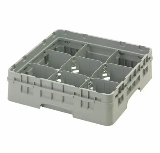 [CGG0143] 9 COMPARTMENT GLASSRACK 50CM X 50CM GREY - 14.3CM H