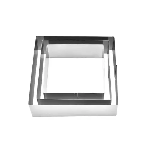 [MRS0001] MOUSSE RINGS SQUARE - S/STEEL - 3 PCS SET (6CM, 8CM, 10CM) - HEIGHT 40MM