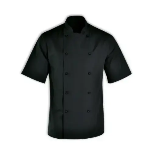 [UNI7023] CHEFS UNIFORM JACKET BASIC SHORT - BLACK - LARGE