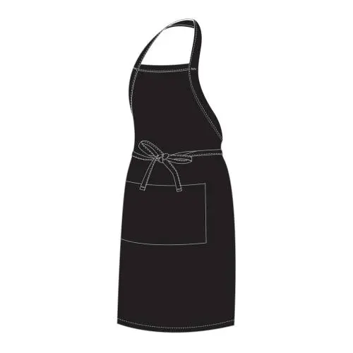 [UNI4018] CHEFS UNIFORM - FULL BIB BLACK APRON