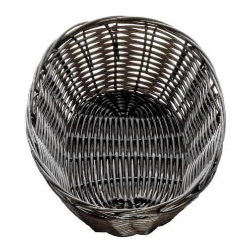 [BBR1001] BREAD BASKET WOVEN PLASTIC DARK BROWN ROUND - 220MM x 200MM