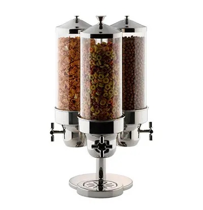 [CDT0011] CEREAL DISPENSER TRIPLE S/STEEL - POLYCARBONATE CYLINDER 265MM X 265MM X 595MM 11LT