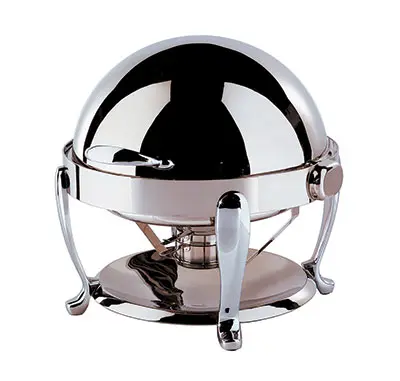 [CRE0001] CHAFING DISH EURI ROUND ROLL TOP 18/10 S/STEEL 515MM X 497MM X 468MM 6.5LT
