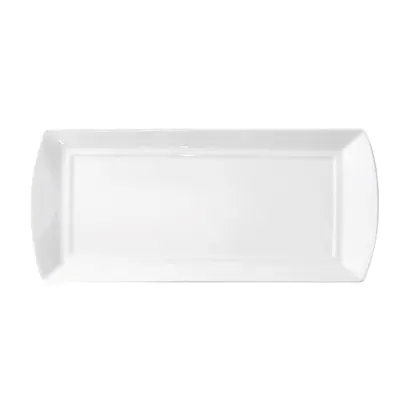 [NG6184-29] ACCENT - WHITE - RECT. PLATE WITH HANDLE - 29CM X 13CM (12)
